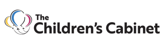 Logo of Three Balloons, with the words The Children's Cabinet